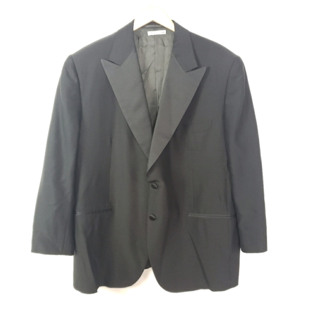 Belvest black tux jacket blazer wool silk size 48 XL